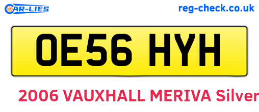 OE56HYH are the vehicle registration plates.