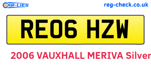 RE06HZW are the vehicle registration plates.