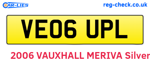 VE06UPL are the vehicle registration plates.
