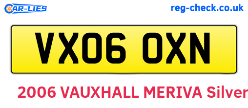 VX06OXN are the vehicle registration plates.