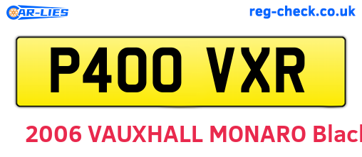 P400VXR are the vehicle registration plates.