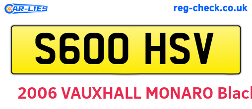 S600HSV are the vehicle registration plates.