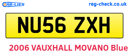 NU56ZXH are the vehicle registration plates.