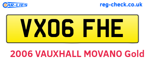 VX06FHE are the vehicle registration plates.