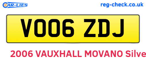 VO06ZDJ are the vehicle registration plates.
