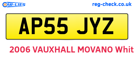 AP55JYZ are the vehicle registration plates.