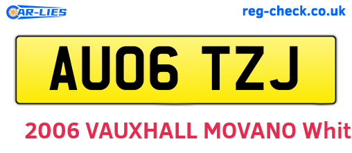 AU06TZJ are the vehicle registration plates.