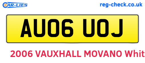 AU06UOJ are the vehicle registration plates.