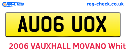 AU06UOX are the vehicle registration plates.