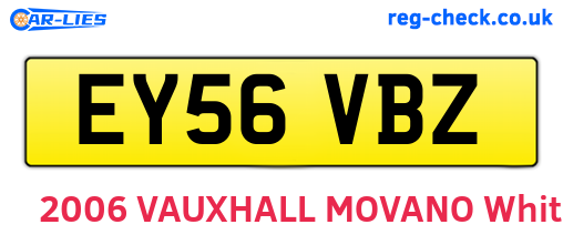 EY56VBZ are the vehicle registration plates.