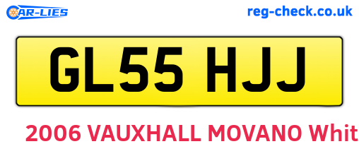 GL55HJJ are the vehicle registration plates.