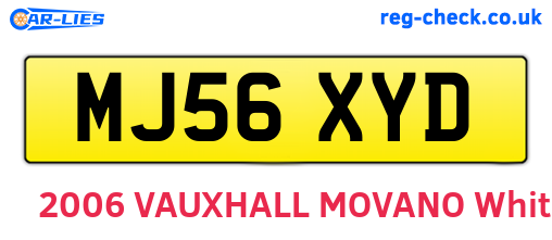 MJ56XYD are the vehicle registration plates.