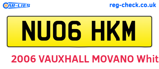 NU06HKM are the vehicle registration plates.