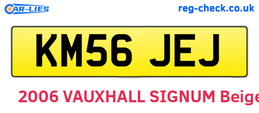 KM56JEJ are the vehicle registration plates.