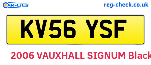 KV56YSF are the vehicle registration plates.