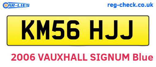 KM56HJJ are the vehicle registration plates.