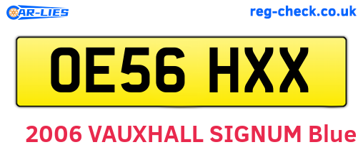 OE56HXX are the vehicle registration plates.