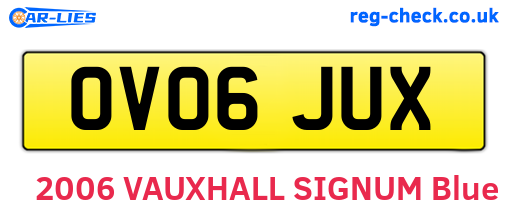OV06JUX are the vehicle registration plates.