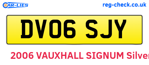 DV06SJY are the vehicle registration plates.