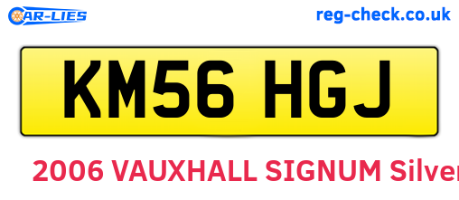 KM56HGJ are the vehicle registration plates.
