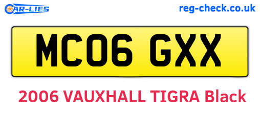 MC06GXX are the vehicle registration plates.