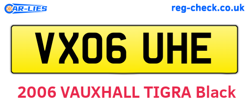 VX06UHE are the vehicle registration plates.