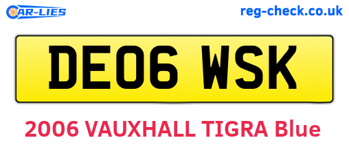 DE06WSK are the vehicle registration plates.