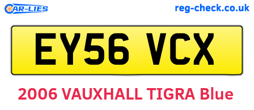 EY56VCX are the vehicle registration plates.
