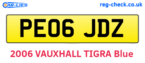 PE06JDZ are the vehicle registration plates.