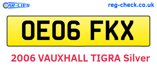 OE06FKX are the vehicle registration plates.