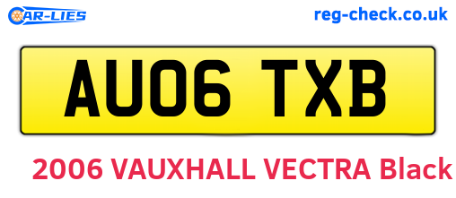 AU06TXB are the vehicle registration plates.