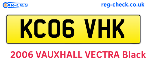 KC06VHK are the vehicle registration plates.