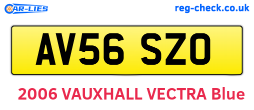 AV56SZO are the vehicle registration plates.