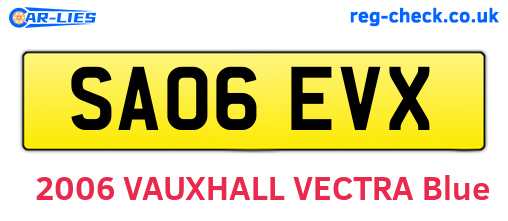 SA06EVX are the vehicle registration plates.