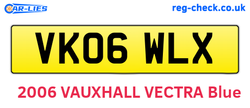 VK06WLX are the vehicle registration plates.