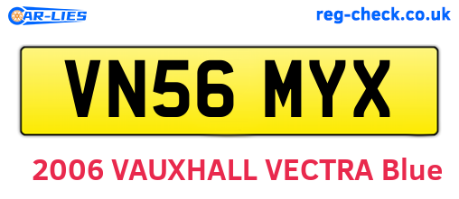 VN56MYX are the vehicle registration plates.