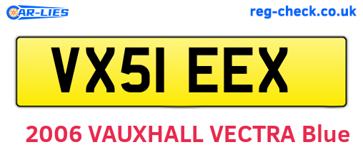 VX51EEX are the vehicle registration plates.