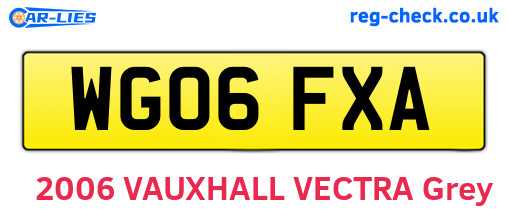 WG06FXA are the vehicle registration plates.