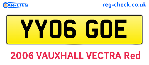YY06GOE are the vehicle registration plates.
