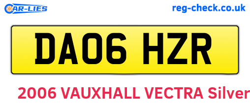 DA06HZR are the vehicle registration plates.
