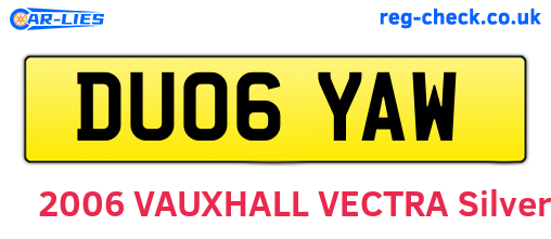 DU06YAW are the vehicle registration plates.