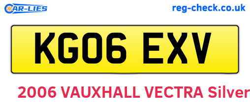 KG06EXV are the vehicle registration plates.