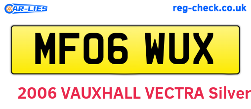 MF06WUX are the vehicle registration plates.
