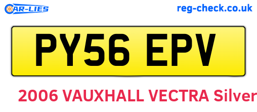 PY56EPV are the vehicle registration plates.