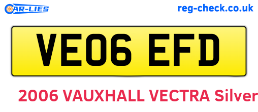 VE06EFD are the vehicle registration plates.