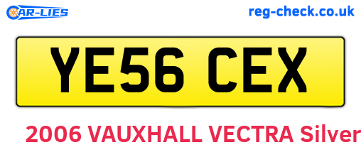 YE56CEX are the vehicle registration plates.