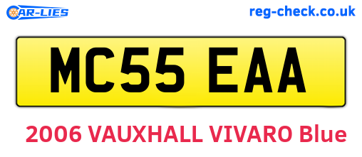 MC55EAA are the vehicle registration plates.