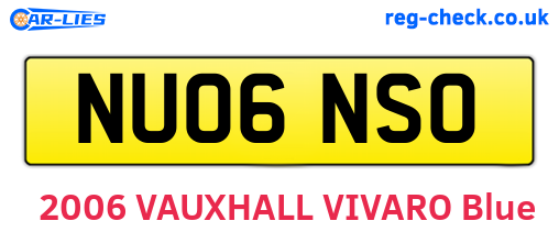 NU06NSO are the vehicle registration plates.