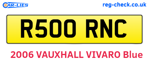 R500RNC are the vehicle registration plates.
