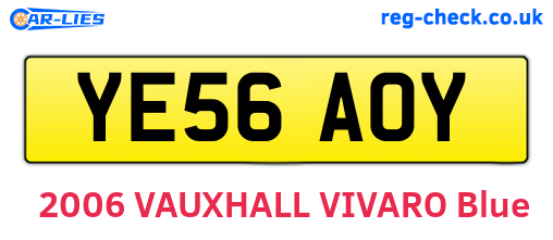 YE56AOY are the vehicle registration plates.
